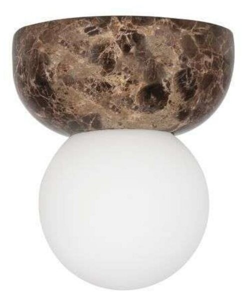 Globen Lighting Aplică de perete Torrano maro marmorat 13 cm IP44, reglabil, Maro / Rugină, Camera de zi / sufragerie, Sticlă, Design, glob