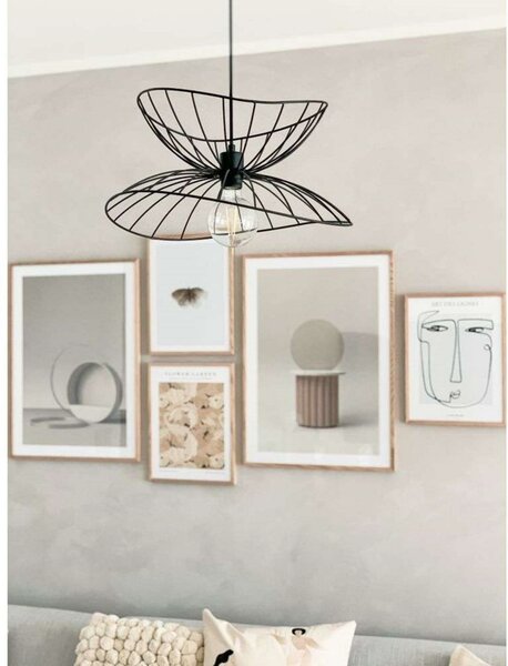 Globen Lighting Lampă suspendată RAY, negru, Ø 45 cm, reglabil, Negru, Camera de zi / sufragerie, Metal, Modern