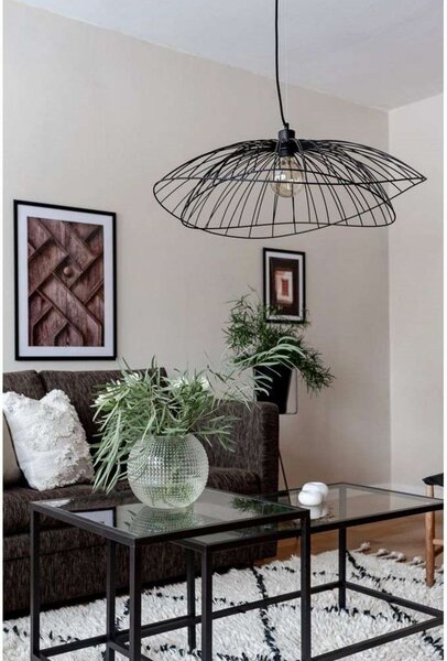 Globen Lighting Lampă suspendată RAY, negru, Ø 70 cm, reglabil, Negru, Camera de zi / sufragerie, Metal, Modern