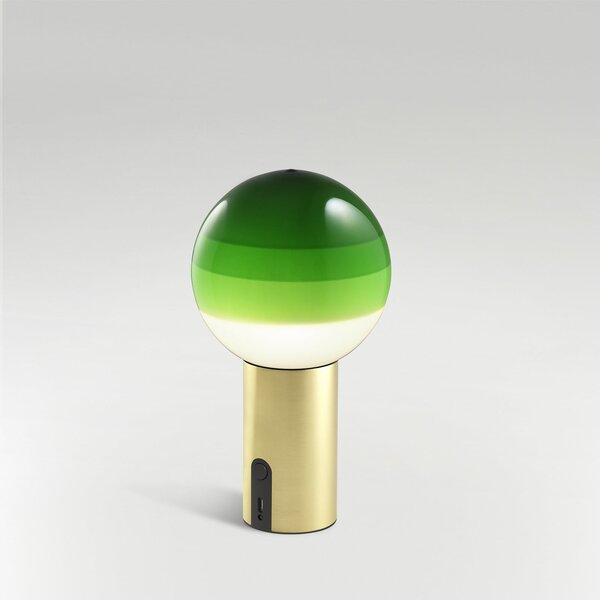 MARSET Lampa de masă cu baterie Dipping Light, verde/alamă, reglabil, Verde, Camera de zi / sufragerie, Sticlă, Design