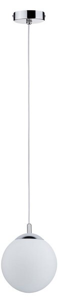 Paulmann Lampă suspendată Globe, alb satinat/crom Ø 20 cm IP44, reglabil, Alb, Camera de zi / sufragerie, Sticlă, Modern, glob