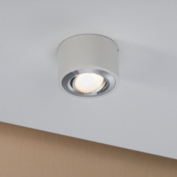 Paulmann plafonieră LED Argun, alb, Ø 10 cm, metal, reglabil, Alb, Camera de zi / sufragerie, Metal, Modern