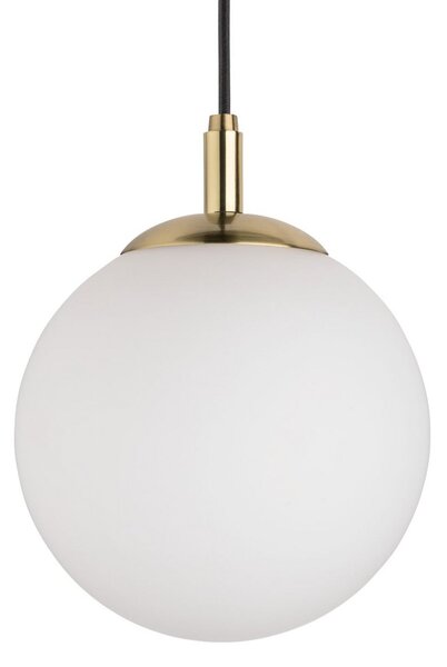 Paulmann Lampă suspendată Menja alb satinat/alamă Ø 20 cm IP44, reglabil, Alb, Camera de zi / sufragerie, Sticlă, Modern, glob