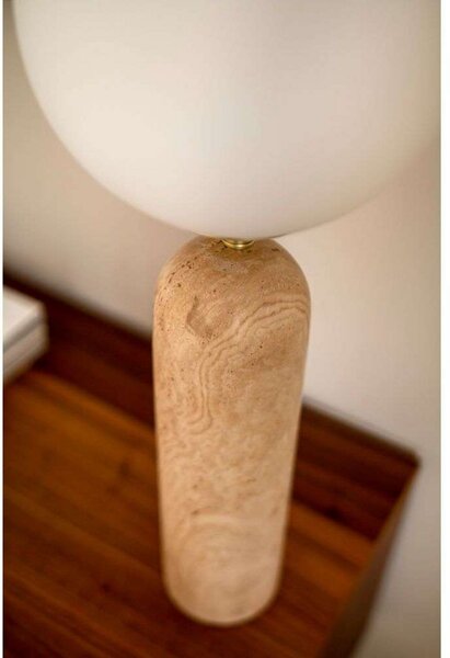 Globen Lighting Lampă de masă Torrano Înălțime 53 cm Travertin, Bej, Camera de zi / sufragerie, Sticlă, Design, glob