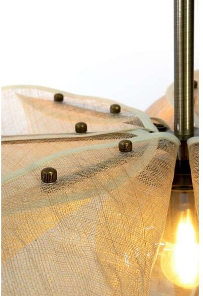 Markslöjd Lampa suspendată Styrka, Ø 75 cm, alamă/bej, fibră de banană, reglabil, Bej, Camera de zi / sufragerie, Țesătură / Textil