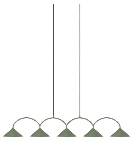 Globen Lighting Lampă suspendată CURVE 5, verde, 5 becuri, 165 cm, reglabil, Verde, Camera de zi / sufragerie, Metal, Vintage
