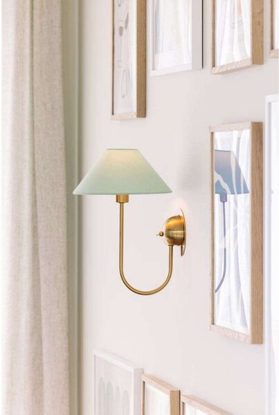 Globen Lighting aplică de perete IRIS, verde, înălțime 32 cm, Verde, Camera de zi / sufragerie, Țesătură / Textil, Vintage, Priză de perete top