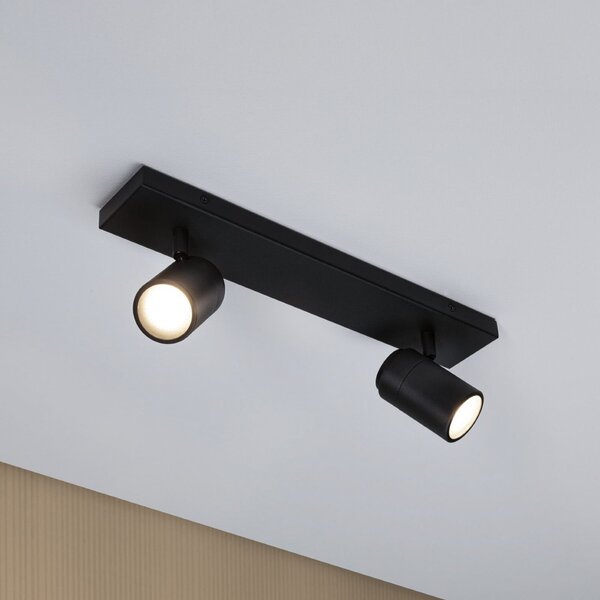 Paulmann Spot de tavan Zyli negru Lungime 40 cm 2 becuri. IP44, reglabil, Negru, Baie, Metal, Modern, Plafon cu flacără multiplă