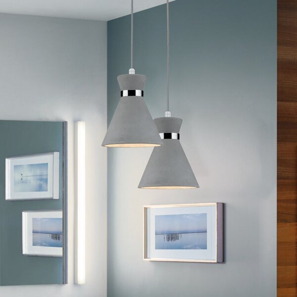 Paulmann Lampă suspendată Verve, beton, Ø 20 cm, IP44, reglabil, Gri, Baie, Beton, Modern