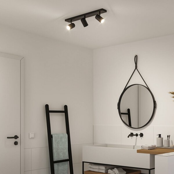 Paulmann Spot de tavan Zyli negru lungime 60 cm 2 becuri IP44, reglabil, Negru, Baie, Metal, Modern, Plafon cu flacără multiplă
