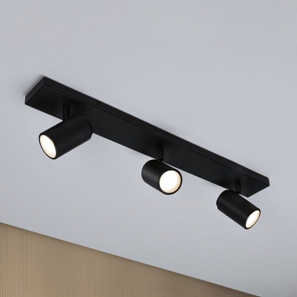 Paulmann Spot de tavan Zyli negru lungime 60 cm 2 becuri IP44, reglabil, Negru, Baie, Metal, Modern, Plafon cu flacără multiplă