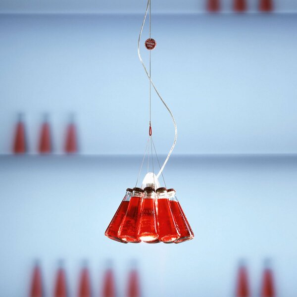 Lustră Pendul Ingo Maurer, Campari Light, reglabil, Roșu, Camera de zi, Sticlă, Design