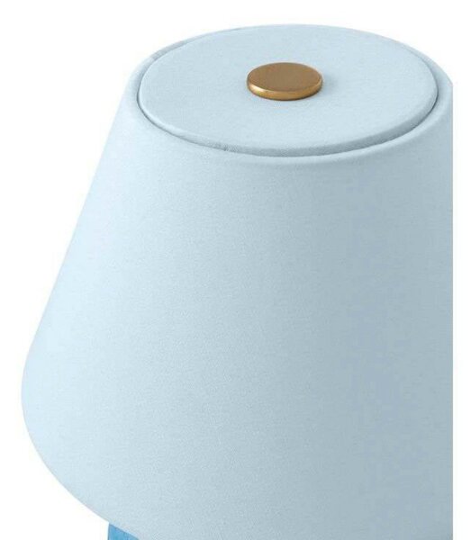 Globen Lighting Lampă de masă cu baterie IRIS, albastră, înălțime 23 cm, reglabil, Albastru, Camera de zi / sufragerie, Sticlă, Vintage