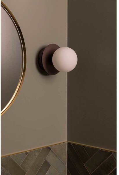 Globen Lighting aplică de perete ART DECO, bronz/alb Ø 16 cm IP44, reglabil, Bronz / Alamă Veche, Camera de zi / sufragerie, Metal, Design, glob