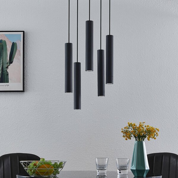 Lustră Pendul Lindby, Sanad, reglabil, Negru, Camera de zi, Metal, Modern