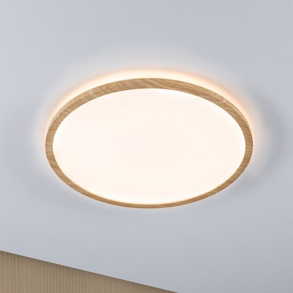 Paulmann plafonieră LED Atria Shine Ø42cm stejar IP44 3.000K, Lemn, Baie, Plastic, Modern