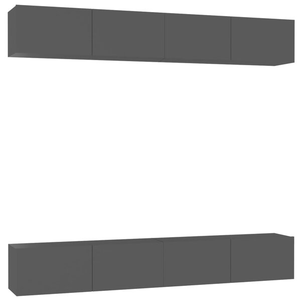 Dulapuri TV, 4 buc., negru, 100x30x30 cm, lemn prelucrat