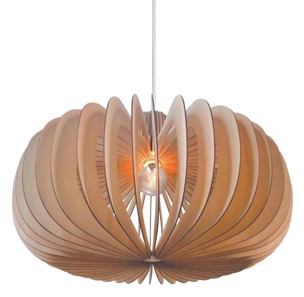 Nordlux Lampă suspendată Hazo, Ø 65 cm, culoare naturală, lemn, reglabil, Lemn, Camera de zi / sufragerie, Lemn, Scandinavă