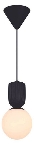 Nordlux Lampa suspendată Sadie, negru, Ø 15 cm, sticlă/ceramică, reglabil, Negru, Camera de zi / sufragerie, Sticlă, Scandinavă