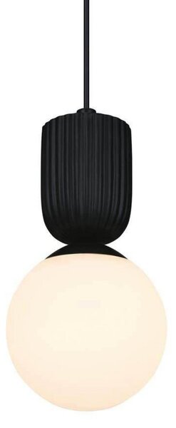 Nordlux Lampa suspendată Sadie, negru, Ø 15 cm, sticlă/ceramică, reglabil, Negru, Camera de zi / sufragerie, Sticlă, Scandinavă