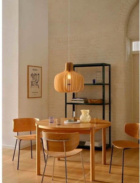 Nordlux Lampă suspendată Hazo, Ø 43 cm, culoare naturală, lemn, reglabil, Lemn, Camera de zi / sufragerie, Lemn, Scandinavă