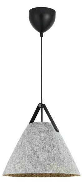 DFTP by Nordlux Lampă suspendată Strap, gri deschis, Ø 36 cm, metal/piele, reglabil, Gri, Camera de zi / sufragerie, Țesătură / Textil, Scandinavă