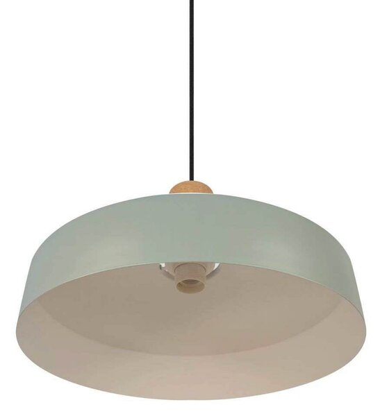 Nordlux Lampă suspendată Elvas, verde praf, Ø 37 cm, metal/plută, reglabil, Verde, Camera de zi / sufragerie, Metal, Scandinavă