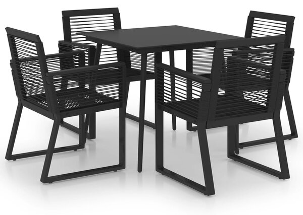 Set mobilier de exterior, 5 piese, negru, ratan PVC