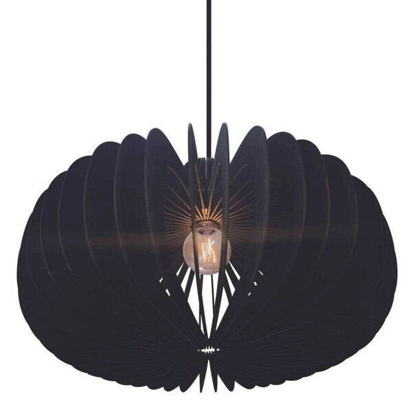 Nordlux Lampă suspendată Hazo, Ø 65 cm, negru, lemn, reglabil, Negru, Camera de zi / sufragerie, Lemn, Scandinavă
