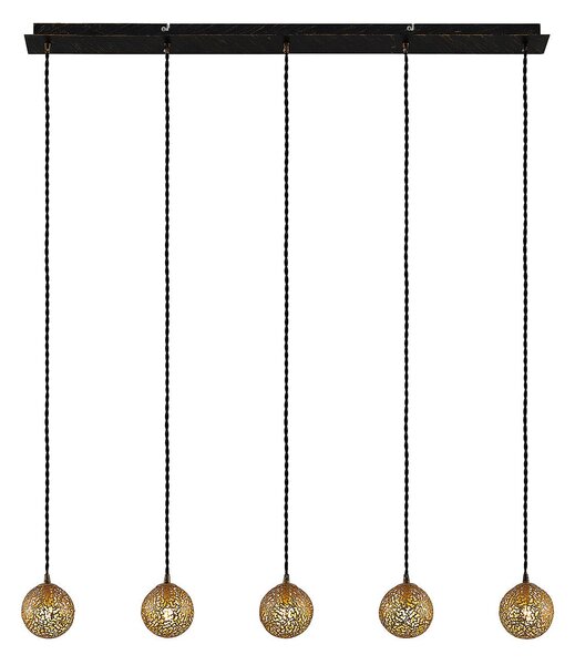 Lustră Pendul Lucande, Zale, reglabil, Negru, Camera de zi, Metal, Marocan / Oriental