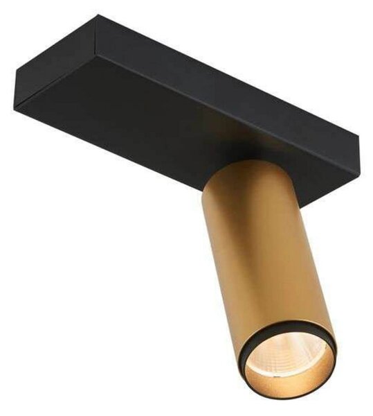 LOOM DESIGN plafonieră LED X-Beam, 1 bec, negru/auriu, reglabil, Auriu / Alamă, Camera de zi / sufragerie, Aluminiu, Modern