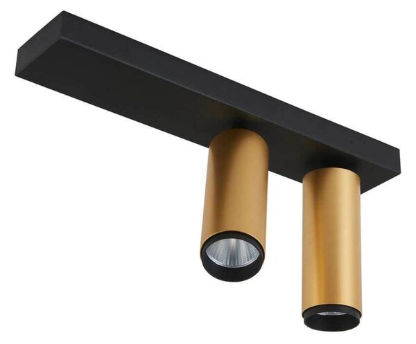 LOOM DESIGN Spot LED pentru tavan X-Beam, 2 becuri, negru/auriu, reglabil, Auriu / Alamă, Camera de zi / sufragerie, Aluminiu, Modern