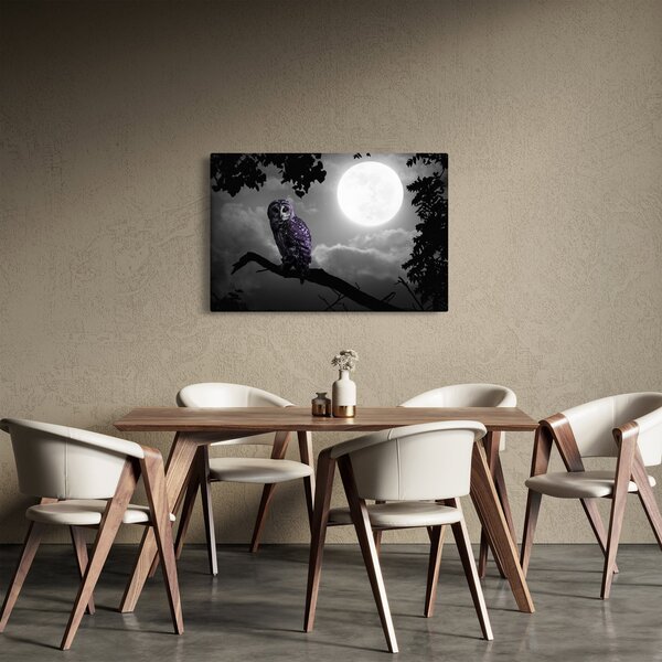 Tablou - Bufniță de noapte, bufniță mov (90x60 cm)
