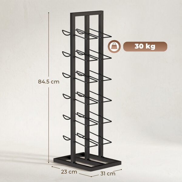 HOMCOM Suport din Metal, 12 Sticle, de Podea, Negru | Aosom Romania