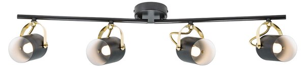 Nordlux Lampă spot Lotus cu 2 brațe, 4 becuri, reglabil, Negru, Camera de zi / sufragerie, Metal, Modern