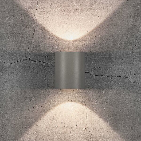 Nordlux Aplică LED de exterior Canto 2, 10 cm, gri, Gri, Metal, Modern
