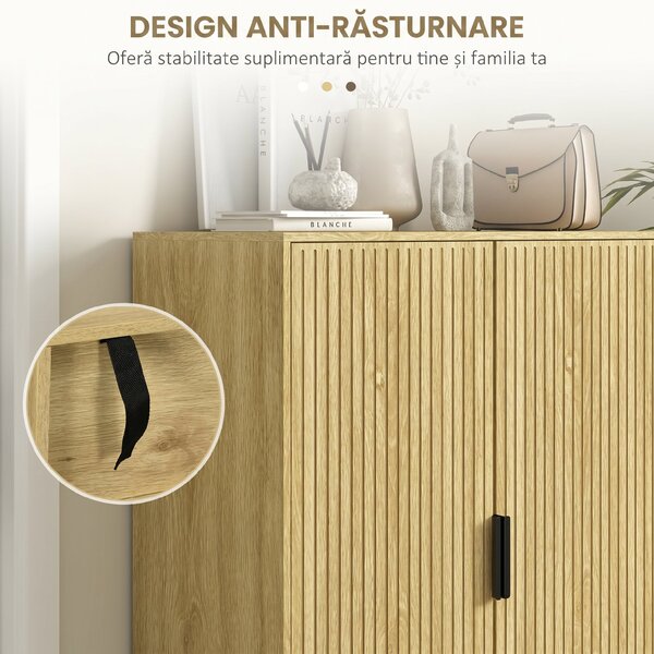 HOMCOM Dulap Pantofi 5 Niveluri cu Rafturi Reglabile, Picioare Metalice, Design Elegant Stejar, Stabil și Sigur, 80x38x110 cm | Aosom Romania