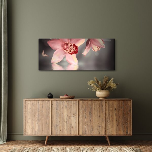 Tablou - Flori și fluture (120x50 cm)