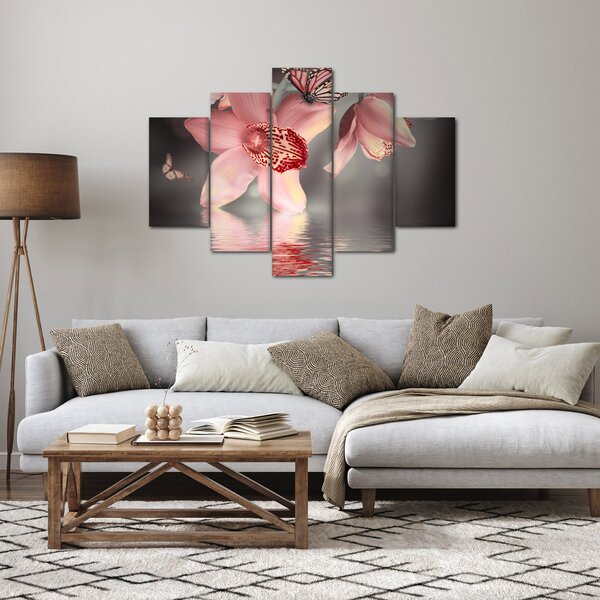 Tablou - Flori și fluture (150x105 cm)