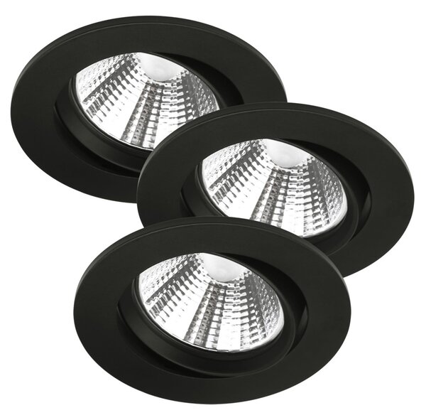 Nordlux Spot LED încastr tavan Freemont 2700K 3 buc, negru, Negru, Camera de zi / sufragerie, Metal, Modern, Plafon încastrat