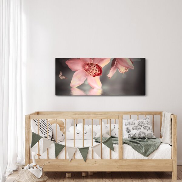 Tablou - Flori și fluture (120x50 cm)