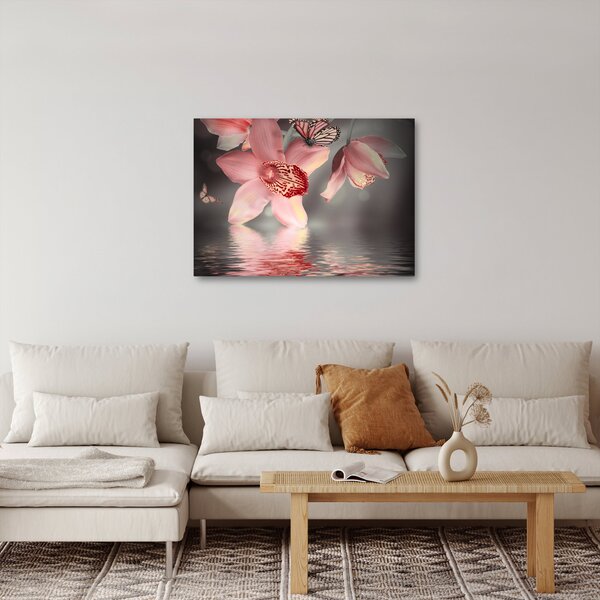 Tablou - Flori și fluture (70x50 cm)