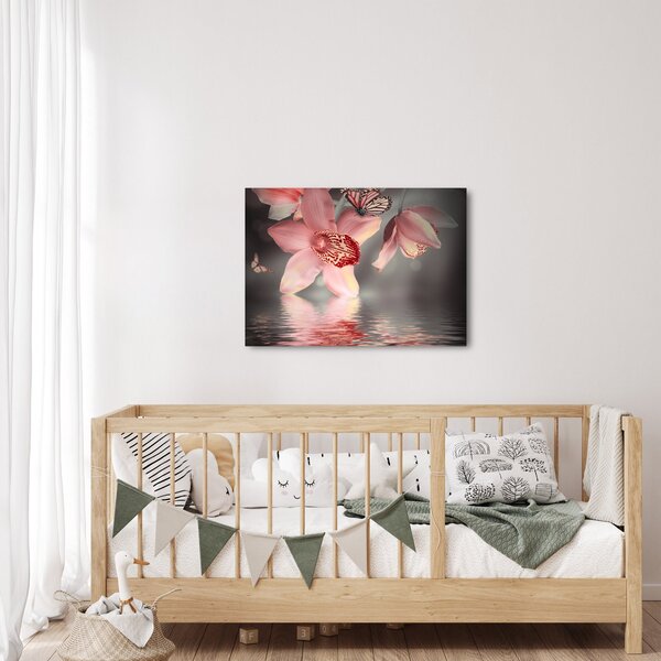 Tablou - Flori și fluture (70x50 cm)