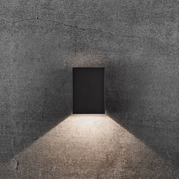 Nordlux Aplică LED de exterior Fold, 10 x 15cm, negru, Negru, Metal, Modern, Perete unghiular
