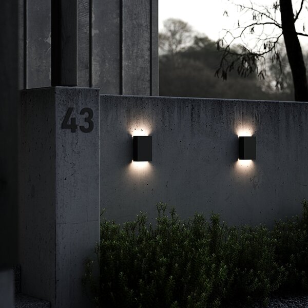 Nordlux Aplică LED de exterior Fold, 15 x 21cm, negru, Negru, Metal, Modern, Perete unghiular