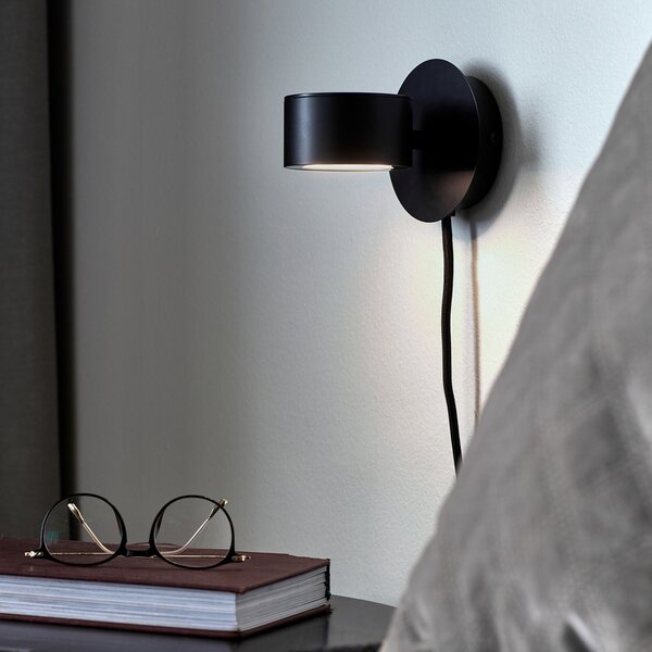 Nordlux Aplică de perete LED Clyde cu ștecher și dimmer, reglabil, Negru, Camera de zi / sufragerie, Metal, Modern, Corpuri de iluminat cu clemă / cu fișă