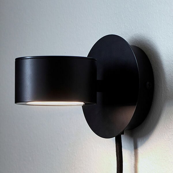 Nordlux Aplică de perete LED Clyde cu ștecher și dimmer, reglabil, Negru, Camera de zi / sufragerie, Metal, Modern, Corpuri de iluminat cu clemă / cu fișă