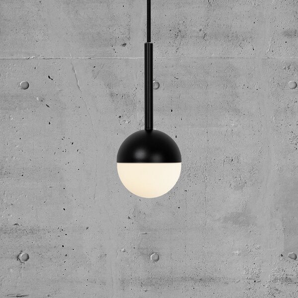 Nordlux Lampă suspendată Contina din sticlă, 1 bec, negru, reglabil, Negru, Bucătărie, Metal, Modern