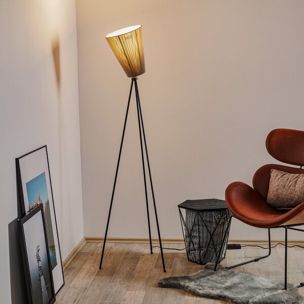 Northern Oslo Wood lampă de podea negru/bej, reglabil, Negru, Camera de zi / sufragerie, Țesătură / Textil, Design