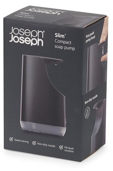 Dozator de săpun lichid negru din plastic 350 ml Slim – Joseph Joseph